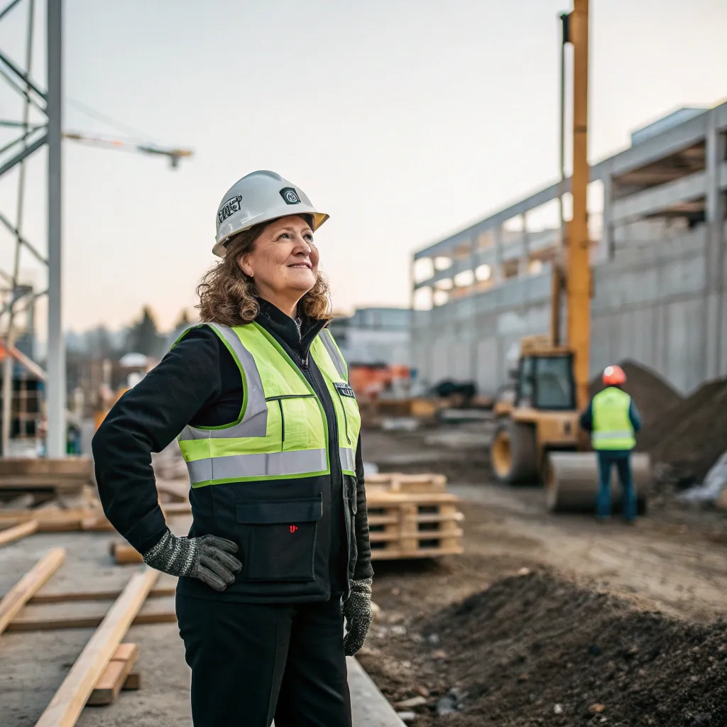 Rebecca Owens standing at a construction site